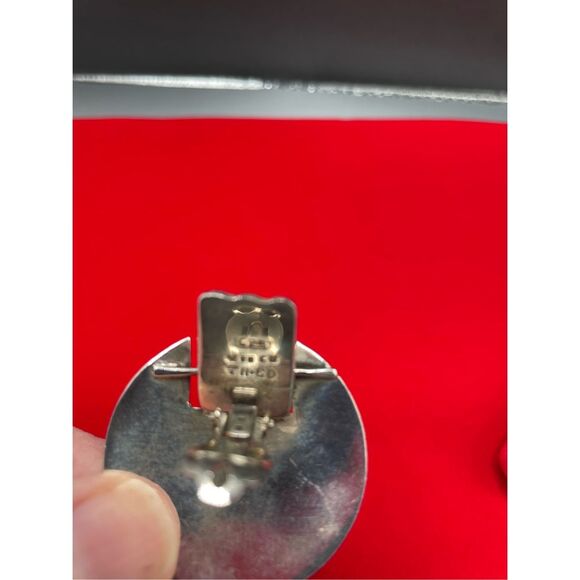 Vintage Mexican Sterling Silver & Onyx Clip On Modernist Earrings Signed TA60 - Picture 7 of 10